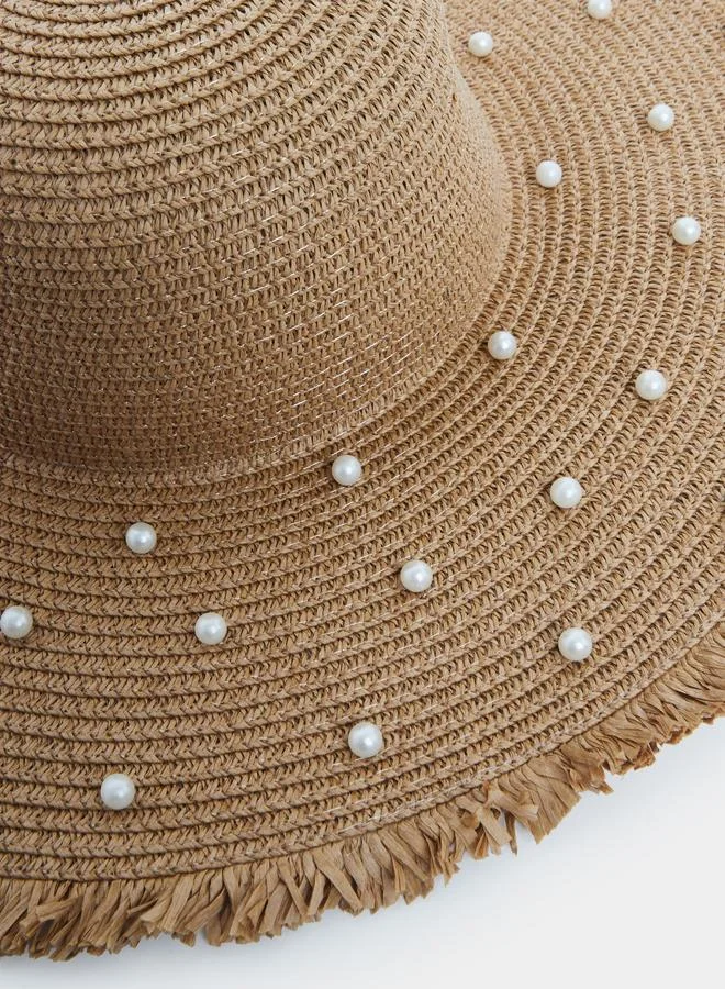 Styli Faux Pearl Trim Hat